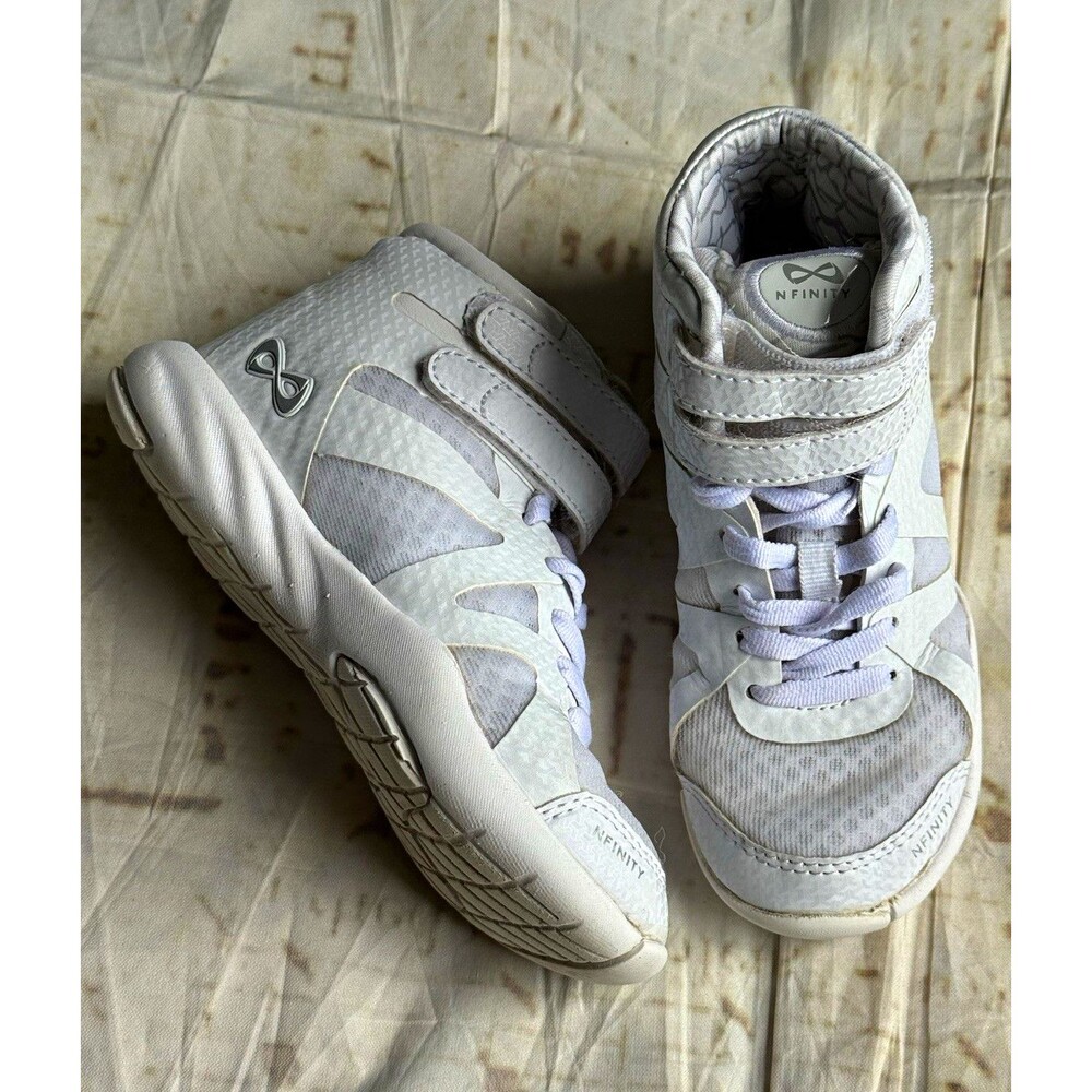 Cheer Nfinity Mid Top Athletic Sneakers, White, Lace Up Hook & Loop Closure